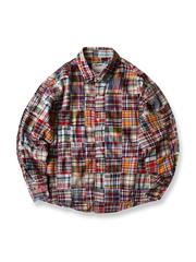 製品画像: レトロパッチワークチェック長袖シャツの全体図