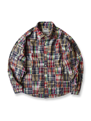 製品画像: レトロパッチワークチェック長袖シャツの全体図