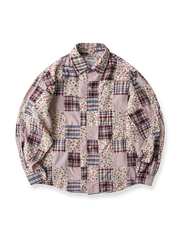 製品画像: レトロパッチワークチェック長袖シャツの全体図