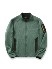 製品画像
「9色展開のスタンドカラーフリースジャケットの全体展示画像。高い透湿性と保温性を兼ね備え、スタンドカラーデザインが防風性と首元の立体感を引き立てるジャケット。多孔構造、ポーラス構造、マイクロポーラス膜技術、透湿性、保温性、防風、9色展開。」
詳細画像
「スタンドカラーフリースジャケットのスタンドカラー部分と袖口のディテールを特写。防風性と保温性を高めるデザインが際立ち、柔らかな起毛素材と立体メッシュ素材の構造が確認できる。スタンドカラー、防風デザイン、保温性、起毛素材、立体メッシュ、多孔構造、ディテール特写。」