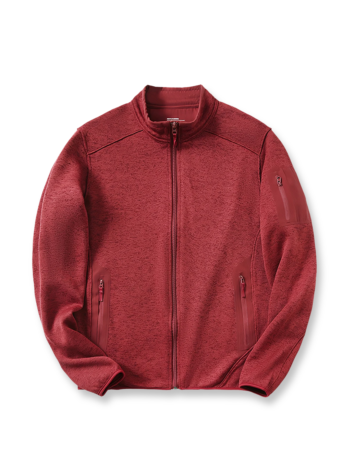 製品画像
「9色展開のスタンドカラーフリースジャケットの全体展示画像。高い透湿性と保温性を兼ね備え、スタンドカラーデザインが防風性と首元の立体感を引き立てるジャケット。多孔構造、ポーラス構造、マイクロポーラス膜技術、透湿性、保温性、防風、9色展開。」
詳細画像
「スタンドカラーフリースジャケットのスタンドカラー部分と袖口のディテールを特写。防風性と保温性を高めるデザインが際立ち、柔らかな起毛素材と立体メッシュ素材の構造が確認できる。スタンドカラー、防風デザイン、保温性、起毛素材、立体メッシュ、多孔構造、ディテール特写。」