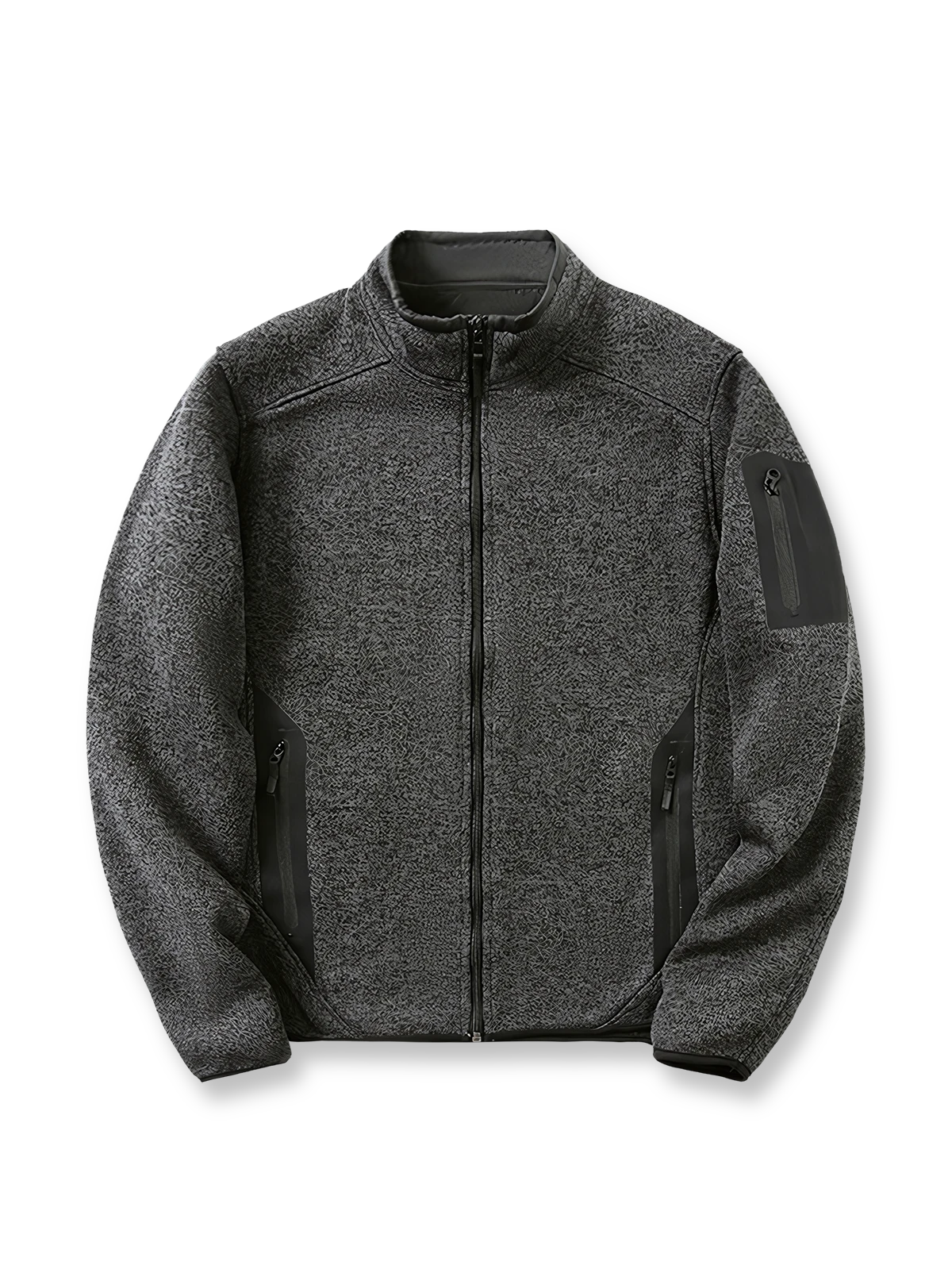 製品画像
「9色展開のスタンドカラーフリースジャケットの全体展示画像。高い透湿性と保温性を兼ね備え、スタンドカラーデザインが防風性と首元の立体感を引き立てるジャケット。多孔構造、ポーラス構造、マイクロポーラス膜技術、透湿性、保温性、防風、9色展開。」
詳細画像
「スタンドカラーフリースジャケットのスタンドカラー部分と袖口のディテールを特写。防風性と保温性を高めるデザインが際立ち、柔らかな起毛素材と立体メッシュ素材の構造が確認できる。スタンドカラー、防風デザイン、保温性、起毛素材、立体メッシュ、多孔構造、ディテール特写。」