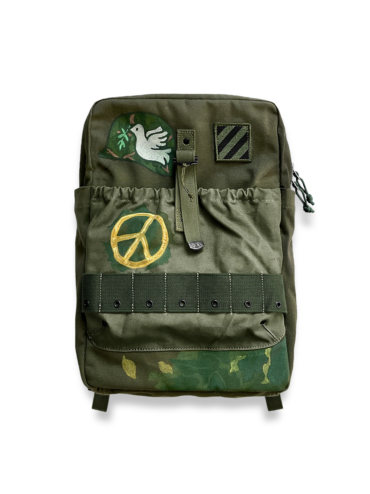 第3歩兵師団にインスパイアされたキャンバスヴィンテージリュックの全体ビュー