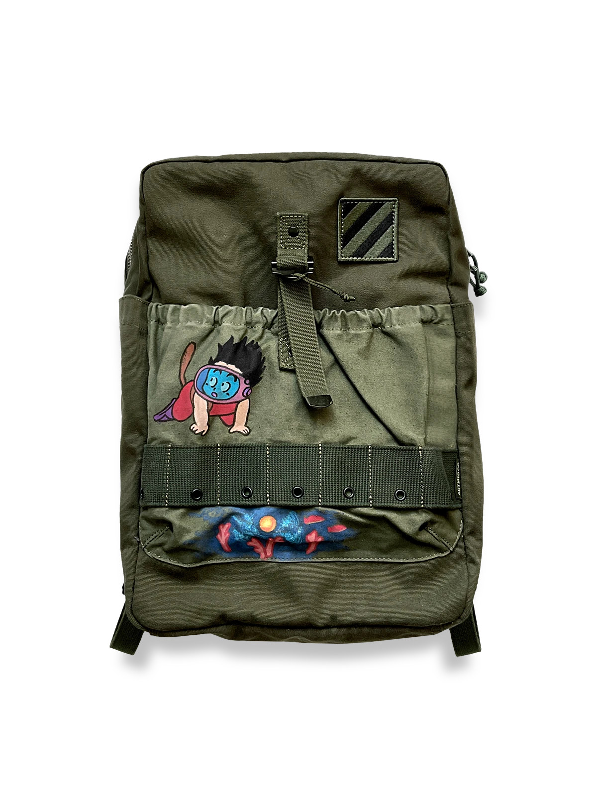 第3歩兵師団にインスパイアされたキャンバスヴィンテージリュックの全体ビュー