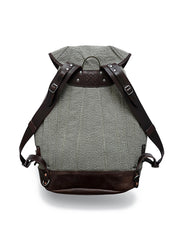 レトロなピンカラーキャンバスとレザーを組み合わせた登山リュックの全体図