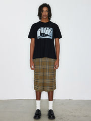 モデルがスコットランドチェック ワイドクロップドパンツを着用した画像