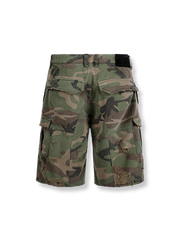 ダメージ加工カモフラージュ七分丈ショーツ正面図