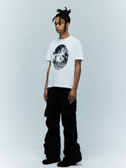 ロックプリントクルーネック半袖Tシャツ