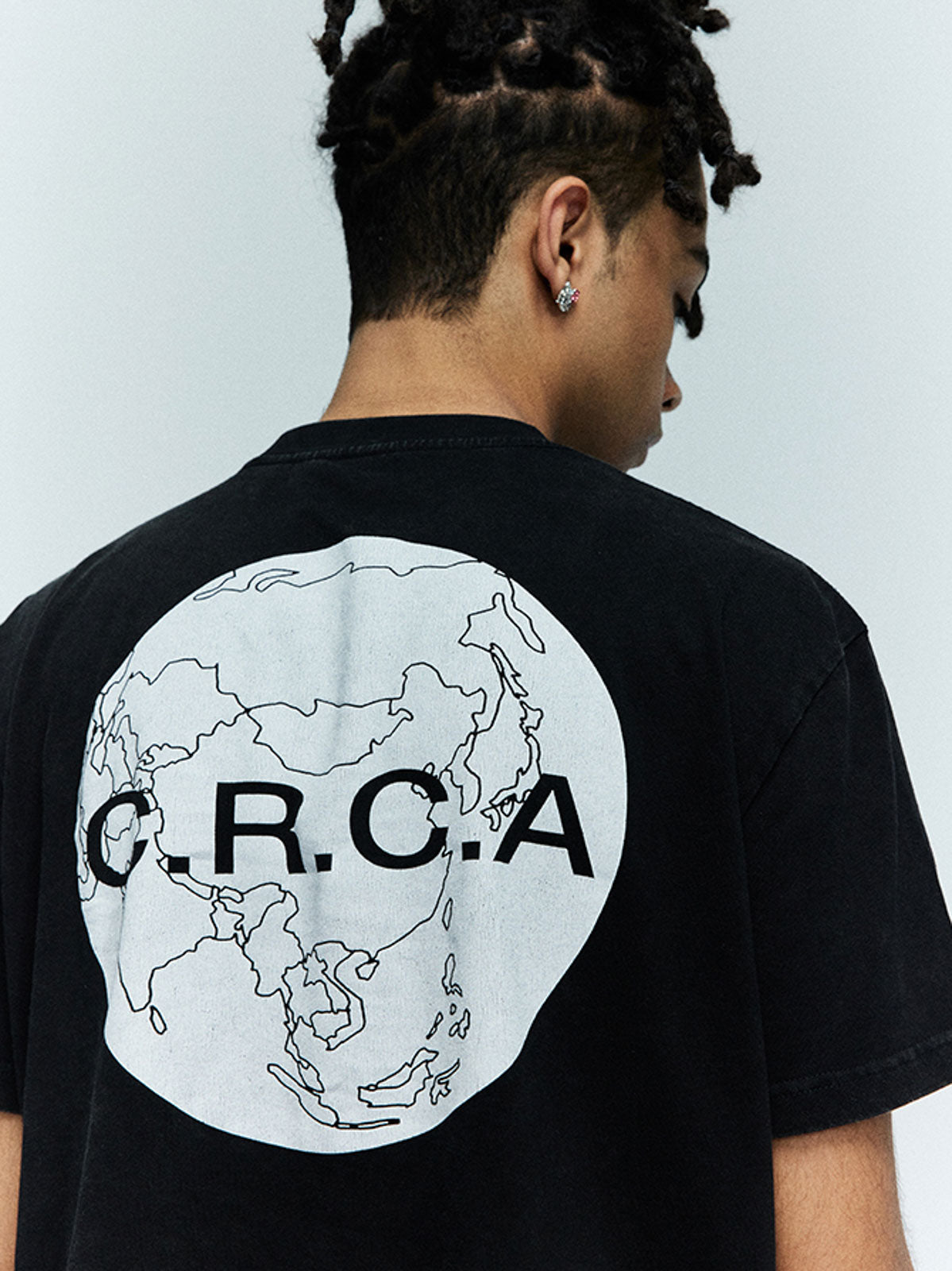 詳細画像:地球地図プリントTシャツのディテール