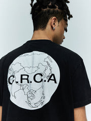 詳細画像:地球地図プリントTシャツのディテール