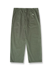 製品画像
「ヴィンテージ加工を施したスラブ織りテクスチャーパンツ全体イメージ。195gコットンスラブツイル生地とストーンウォッシュ加工による竹節模様が特徴。」
詳細画像
「スラブツイルの竹節模様とヘリンボーンパターンの切り替えデザインをクローズアップ。自然な色褪せ感とパイピング仕上げが高級感を引き立てるディテール。」