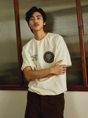 刺繍 ラグラン バッジ付き半袖Tシャツ