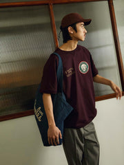 刺繍 ラグラン バッジ付き半袖Tシャツ