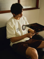 刺繍 ラグラン バッジ付き半袖Tシャツ