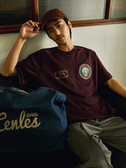 刺繍 ラグラン バッジ付き半袖Tシャツ