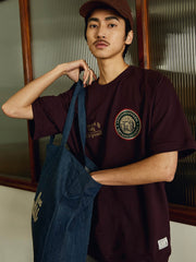 刺繍 ラグラン バッジ付き半袖Tシャツ