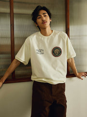 刺繍 ラグラン バッジ付き半袖Tシャツ