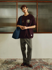 刺繍 ラグラン バッジ付き半袖Tシャツ