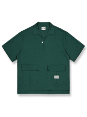 コットン&リネン プルオーバーポケット付き半袖シャツ