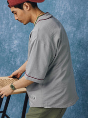 レトロ刺繍入りベースボールシャツ