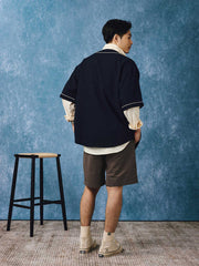 レトロ刺繍入りベースボールシャツ