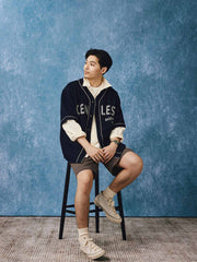 レトロ刺繍入りベースボールシャツ