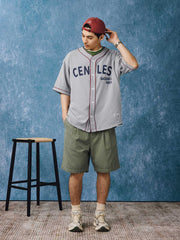 レトロ刺繍入りベースボールシャツ