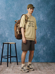 ワッフル織り ドロップショルダー カジュアル半袖Tシャツ