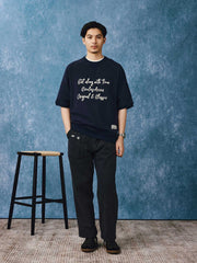 ワッフル織り ドロップショルダー カジュアル半袖Tシャツ