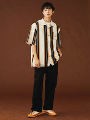 ストライプ ハワイアン 半袖シャツ