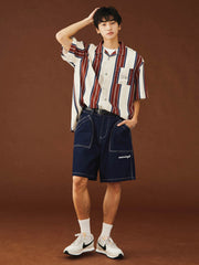 ストライプ ハワイアン 半袖シャツ