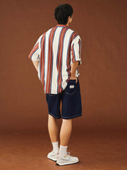 ストライプ ハワイアン 半袖シャツ