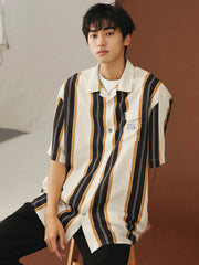 ストライプ ハワイアン 半袖シャツ