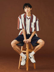 ストライプ ハワイアン 半袖シャツ