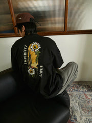 デザート フラワー 刺繍入り半袖Tシャツ