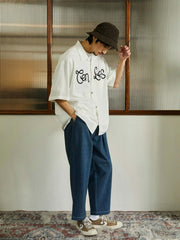 レトロプリント キューバカラー 半袖シャツ