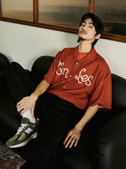 レトロプリント キューバカラー 半袖シャツ