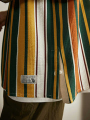 プルオーバー スタンドカラー ストライプ 半袖シャツ