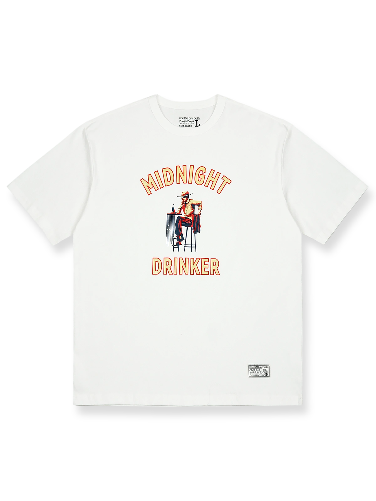 ナイトオウルドリンカープリント半袖Tシャツの正面全体図、三色を展示