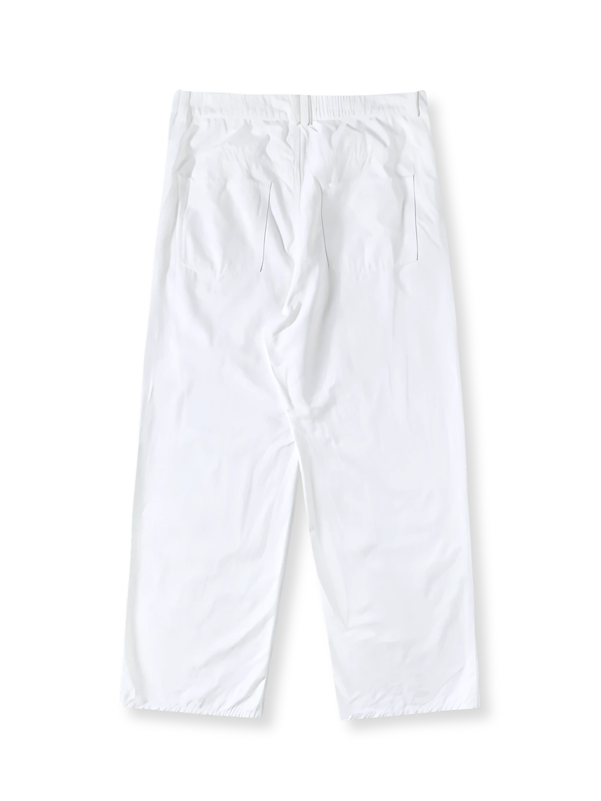 製品画像: ウィービングの織りストレートロングスラックスの全体展示。ピュアホワイトのカラーが特徴で、シンプルでレトロなデザインが際立つロングスラックス。通勤やカジュアルなシーンに最適なアイテム。
詳細画像: ウエスト部分とジッパーのディテール特写。ウィービング織りによる高級感と耐久性、細部まで丁寧に仕上げられたジッパーとハイウエストデザインが強調されています。