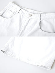 製品画像: ウィービングの織りストレートロングスラックスの全体展示。ピュアホワイトのカラーが特徴で、シンプルでレトロなデザインが際立つロングスラックス。通勤やカジュアルなシーンに最適なアイテム。
詳細画像: ウエスト部分とジッパーのディテール特写。ウィービング織りによる高級感と耐久性、細部まで丁寧に仕上げられたジッパーとハイウエストデザインが強調されています。