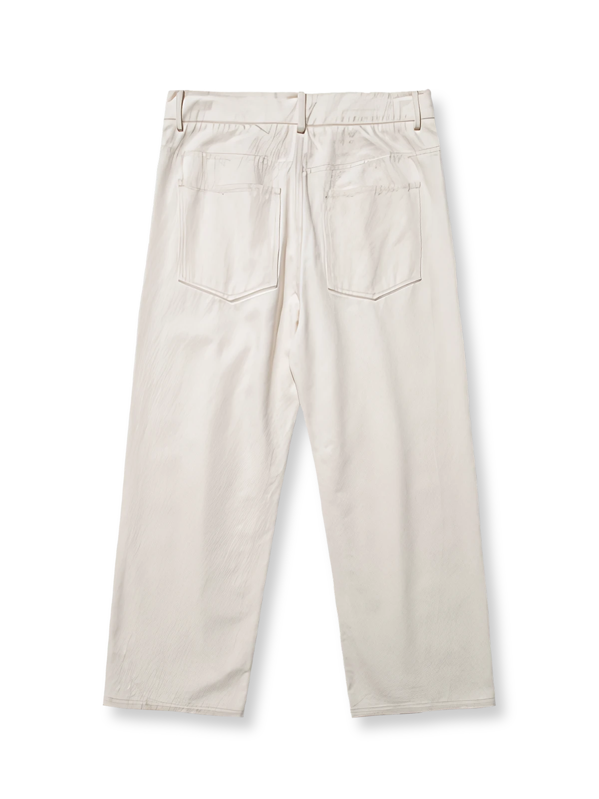 製品画像: サンドウォッシュ加工を施したヴィンテージ感あふれるツータックストレートカジュアルパンツ全体展示、柔らかな触感と自然な色合いが特徴
詳細画像: サンドウォッシュ加工とツータックデザインのディテール特写、立体感を強調したシルエット