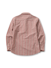 レッドストライプのシーサッカー長袖シャツ