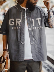 GRIT パッチワーク刺繍 ベースボールシャツ