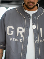 GRIT パッチワーク刺繍 ベースボールシャツ