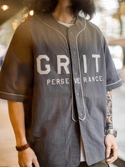 GRIT パッチワーク刺繍 ベースボールシャツ