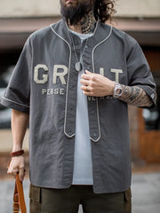 GRIT パッチワーク刺繍 ベースボールシャツ