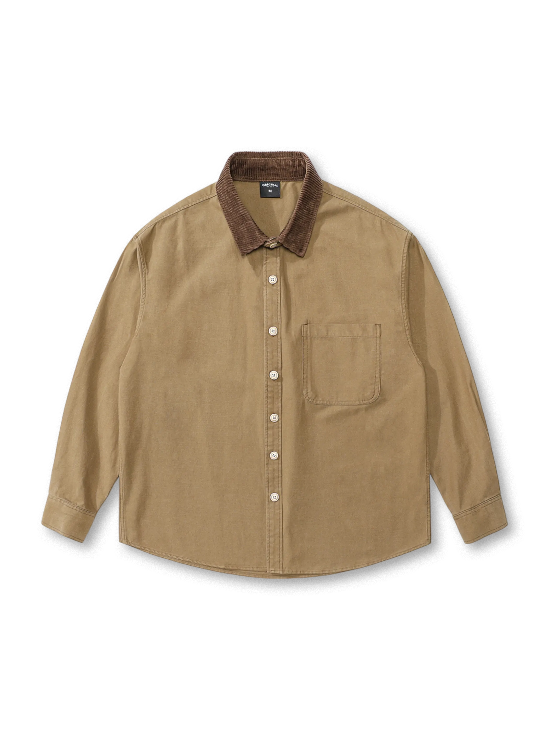 コーデュロイ襟付き配色シャツの全体