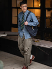 シャンブレー長袖シャツ