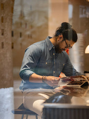 シャンブレー長袖シャツ